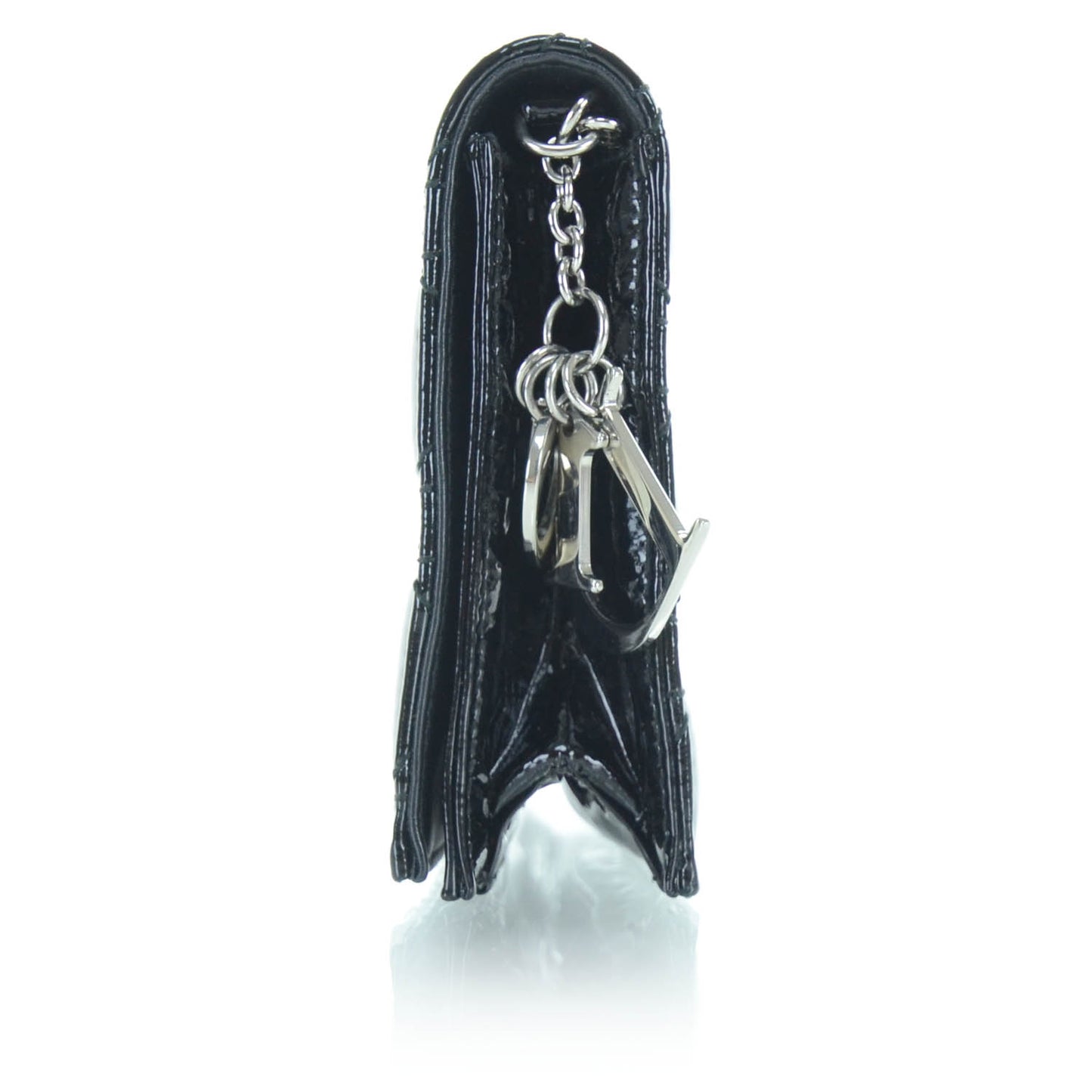 Patent Cannage Evening Clutch Bag Black