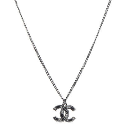 Chanel Baguette Crystal Large CC Necklace Silver Black 1 of 5