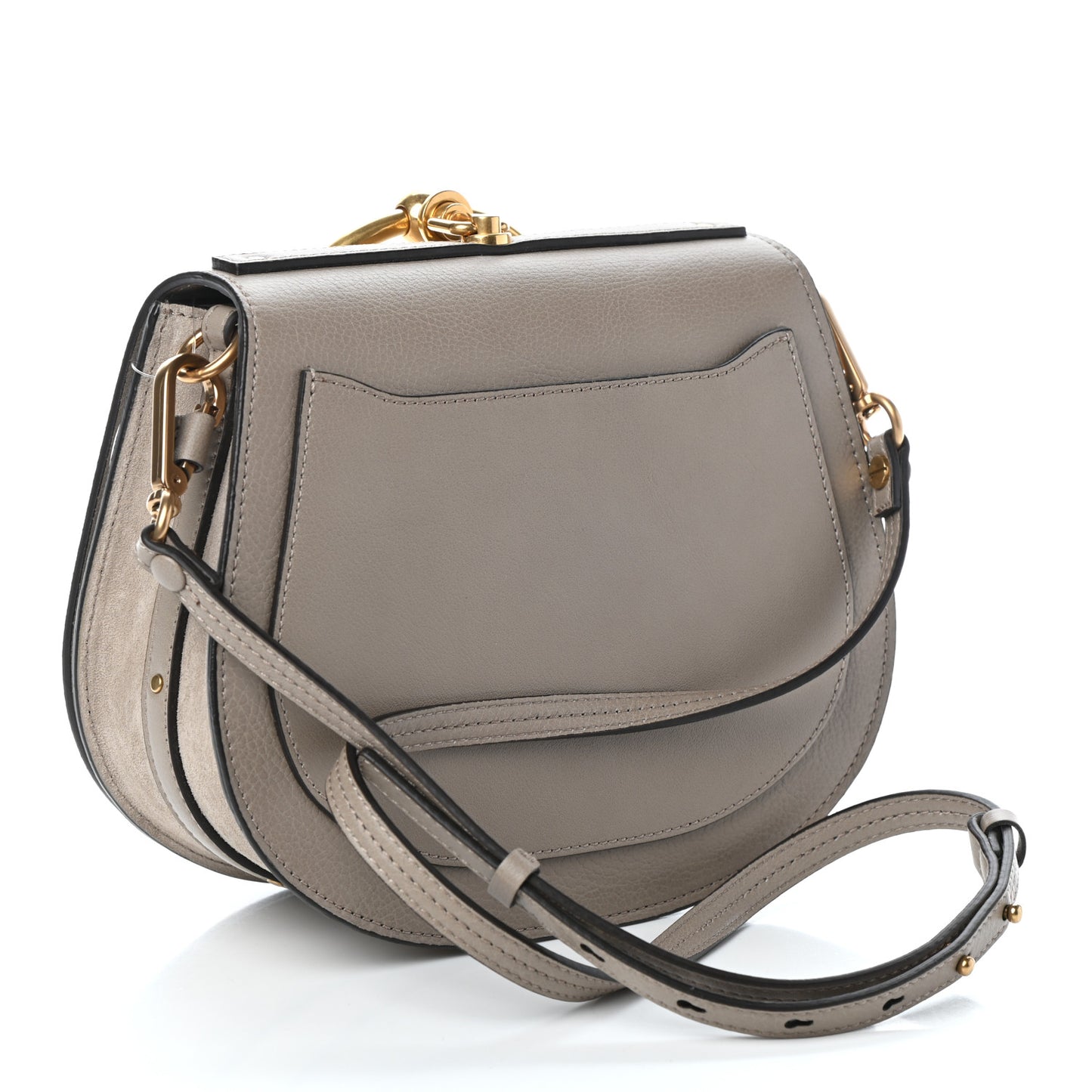 Calfskin Suede Medium Nile Bracelet Bag Motty Grey