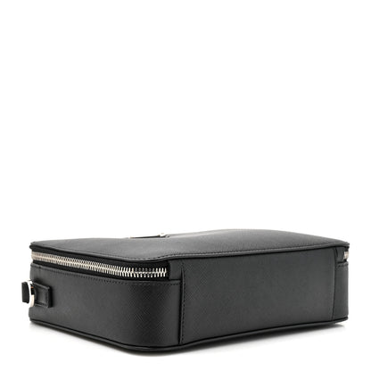 Prada Saffiano Travel Medium Brique Crossbody Bag Black 4 of 9