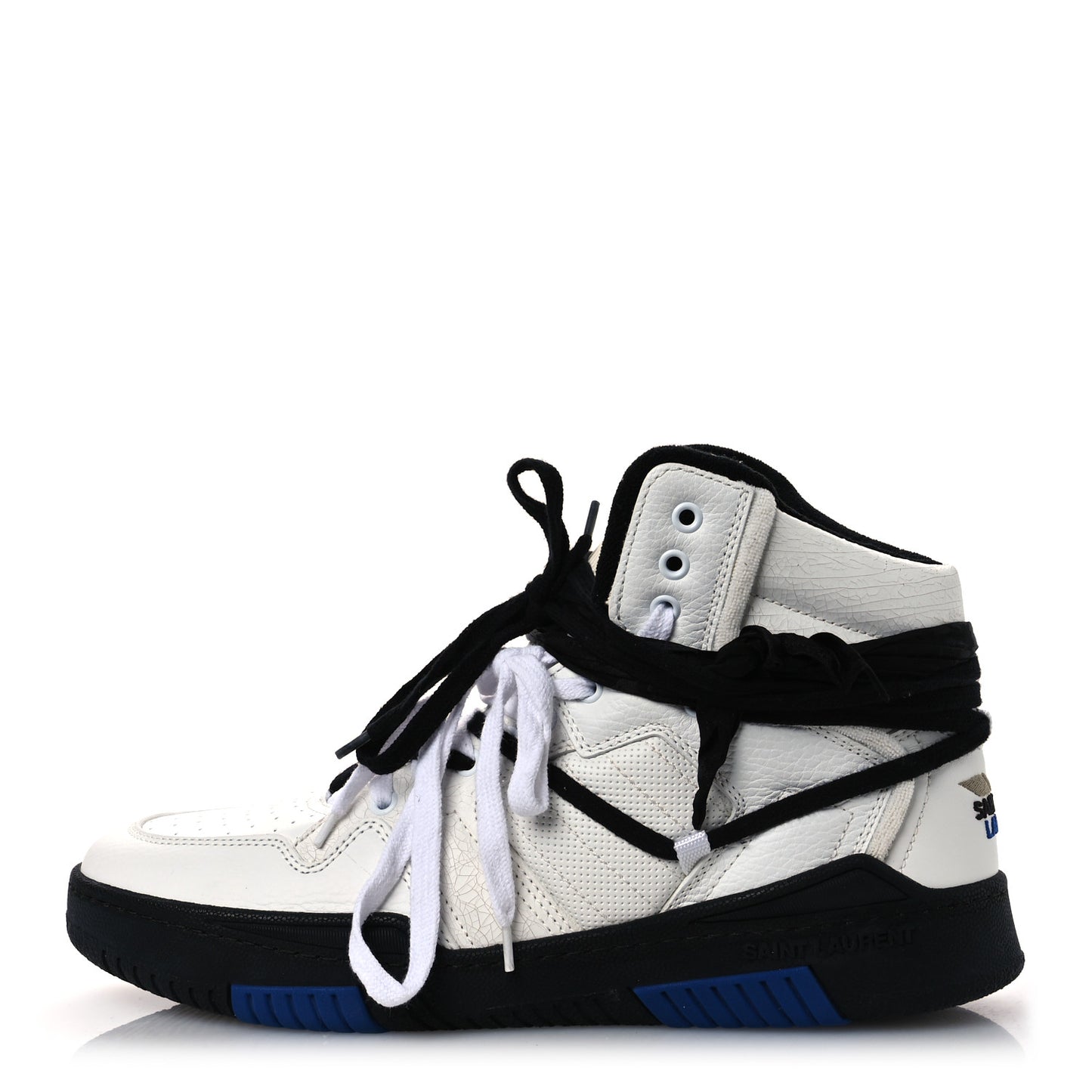 Crackled Calfskin Mens Cure 05 High Top Sneakers 45 White Black