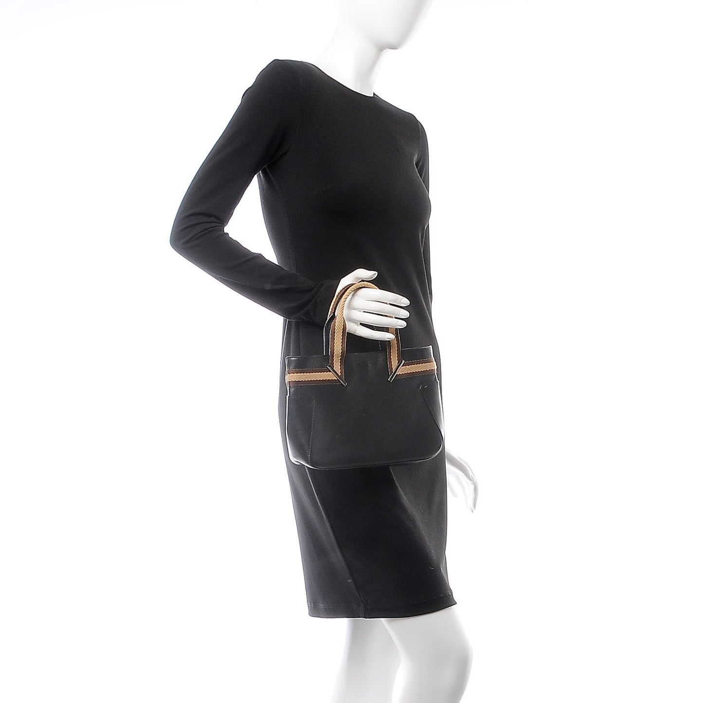 Calfskin Web Tote Black