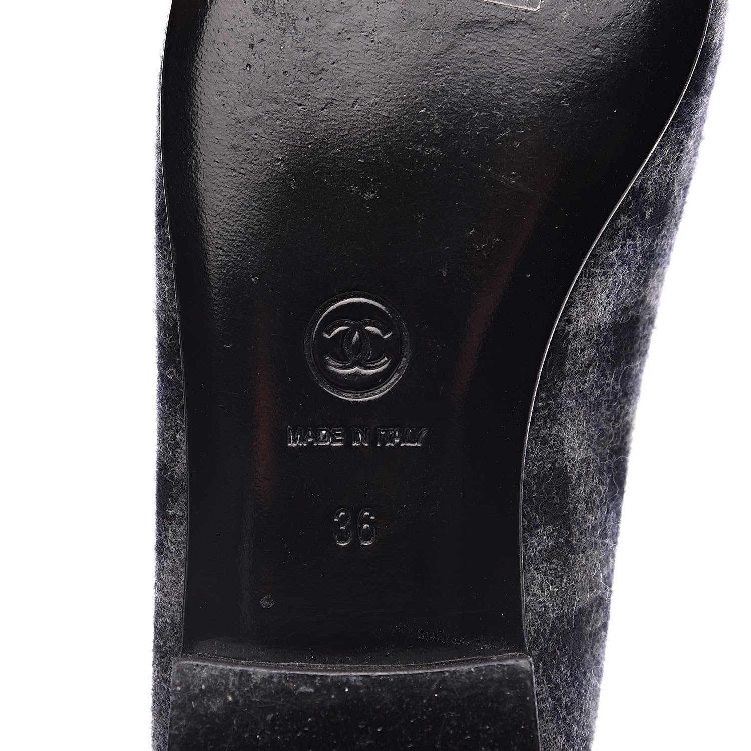 Chanel Tweed Cap Toe Ballerina Flats 36 Dark Grey Black 8 of 9