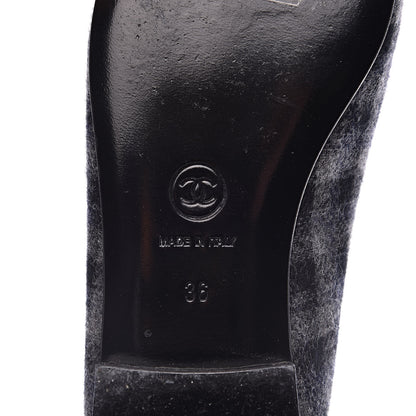 Chanel Tweed Cap Toe Ballerina Flats 36 Dark Grey Black 8 of 9