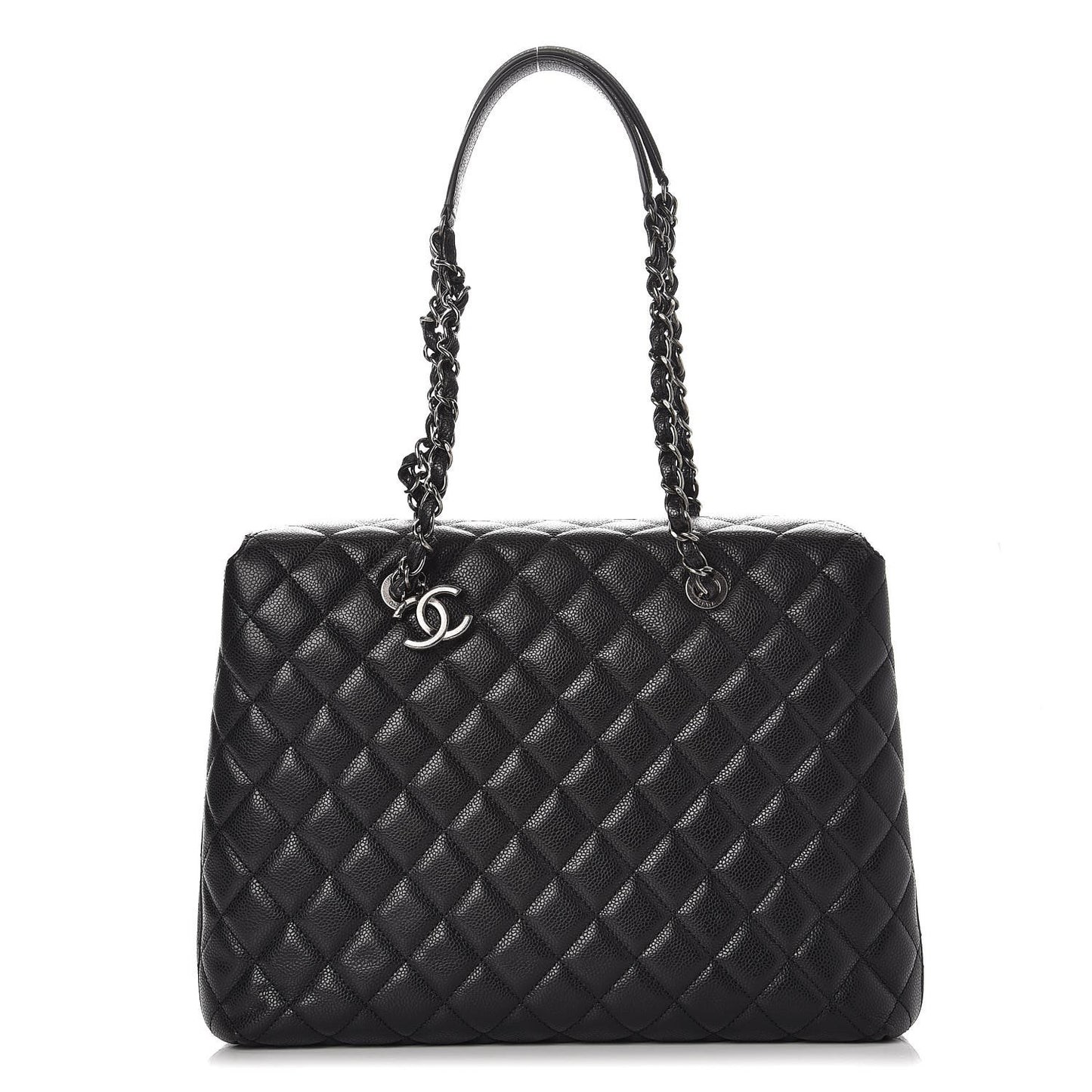 Caviar Quilted City Shopping Tote Black