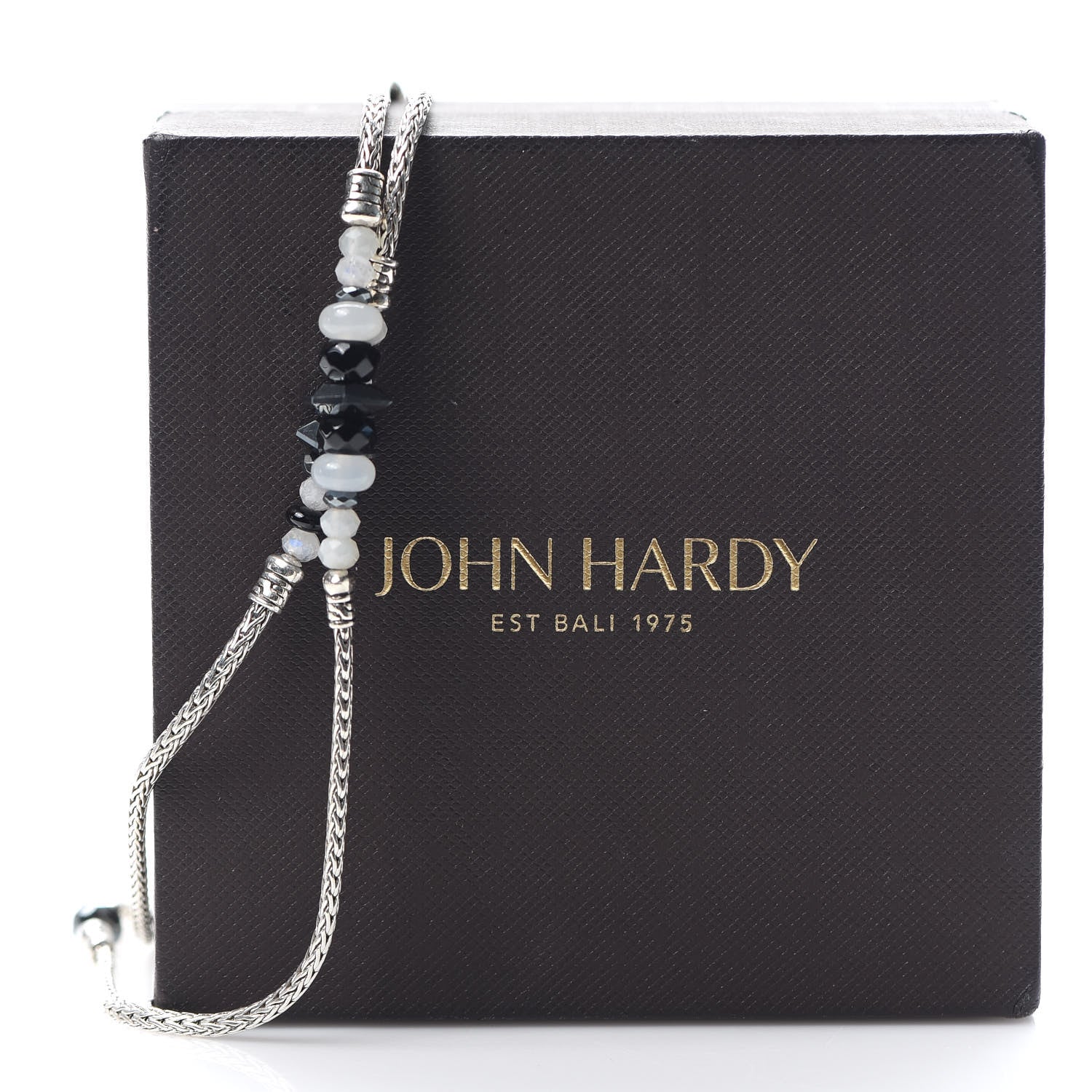 John Hardy Sterling Silver Hematite Moonstone Black Onyx Classic Chain Station Necklace 5 of 5
