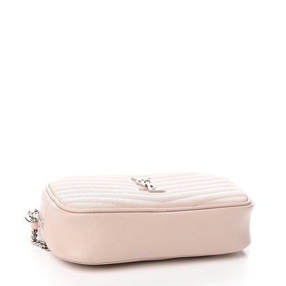 Saint Laurent Grain De Poudre Matelasse Monogram Mini Lou Camera Bag Marble Pink 3 of 9