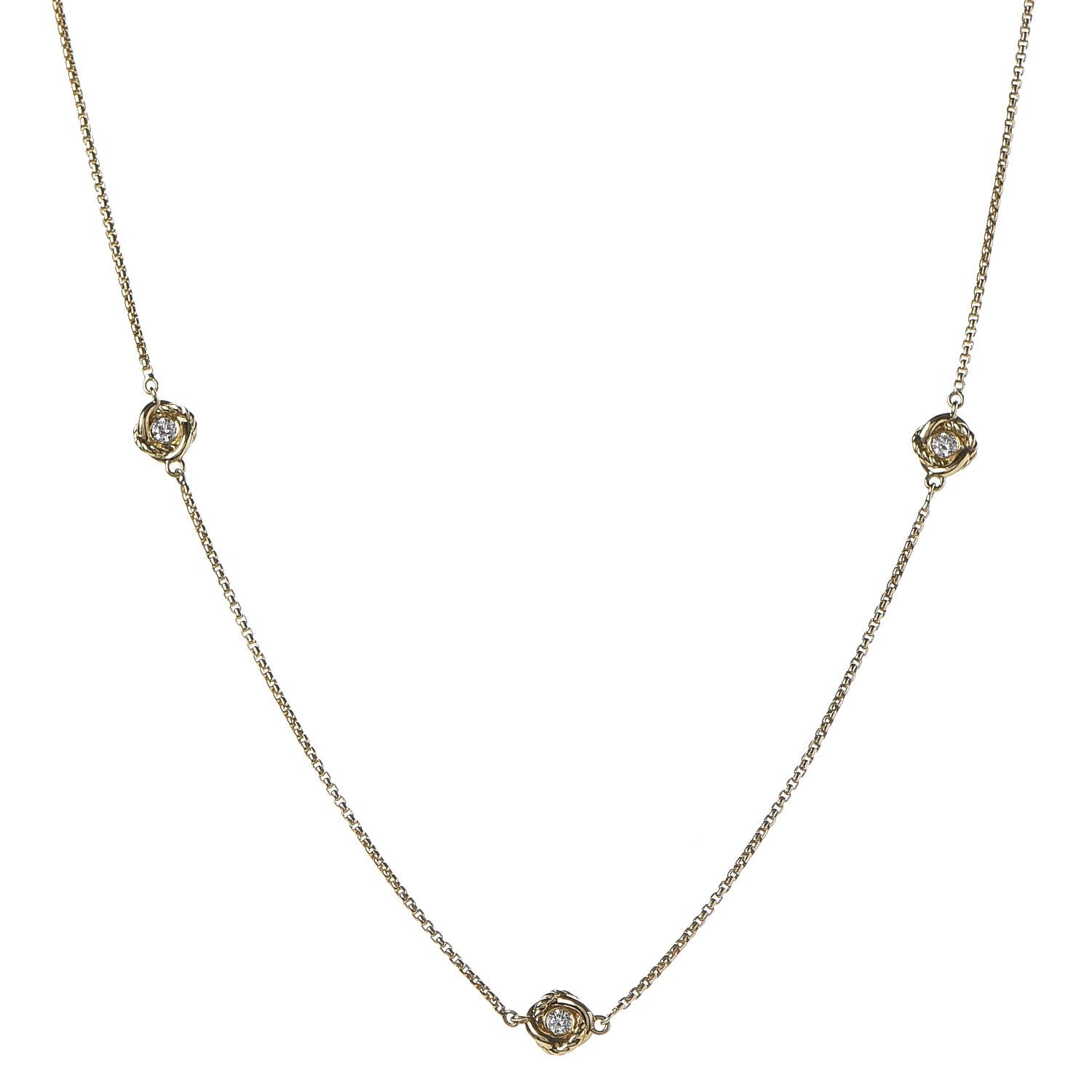 David Yurman 18K Yellow Gold Diamond Infinity Necklace 6 of 11