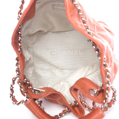 Chanel Lambskin Contrast Stitch Small Drawstring Tote Coral 5 of 17