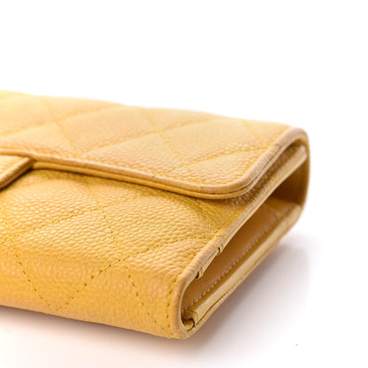 Chanel Iridescent Caviar Quilted Large Flap Wallet Yellow 6 of 18