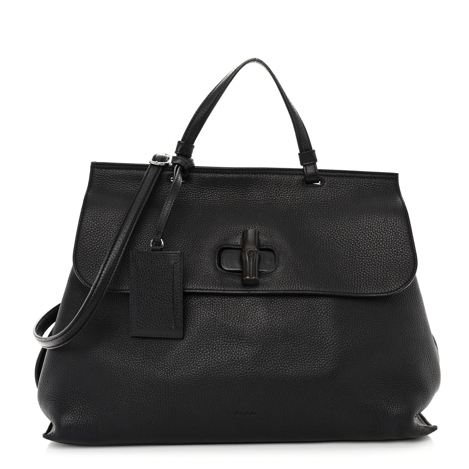 Gucci Pebbled Calfskin Large Bamboo Daily Top Handle Bag Black 1 of 11