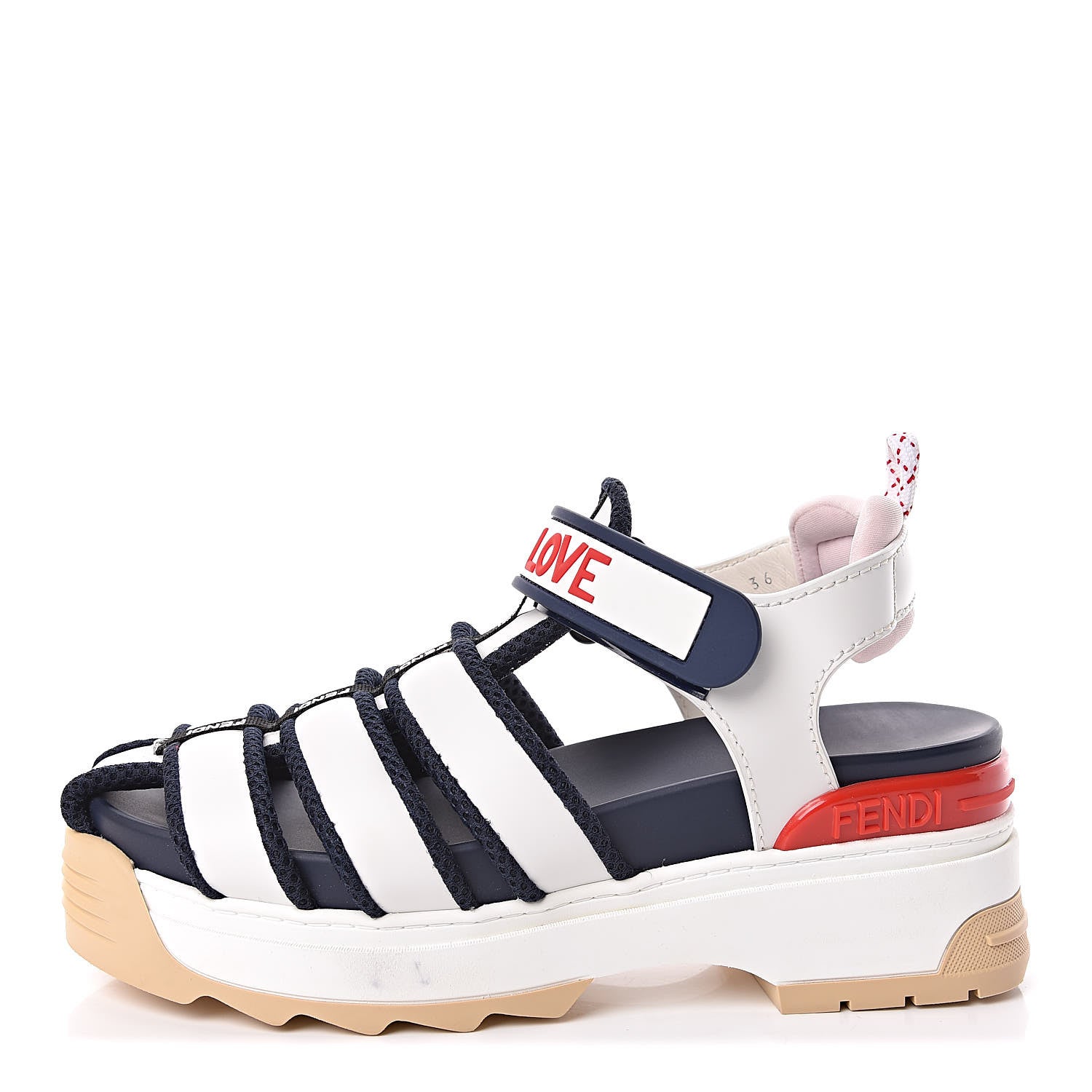 Fendi Vitello T Rex Platform Sandals 36 Ultra White Black 429425