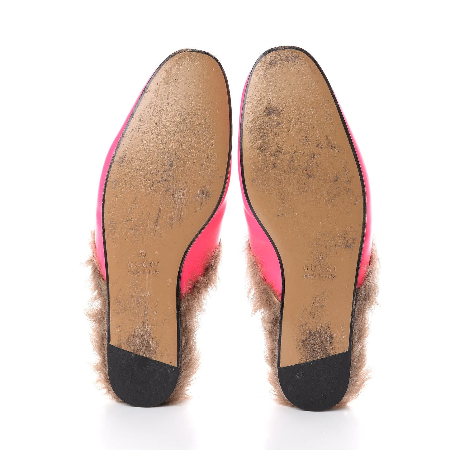 Calfskin Fur Mens Princetown Slippers 7 Fuxia Fluo Natural
