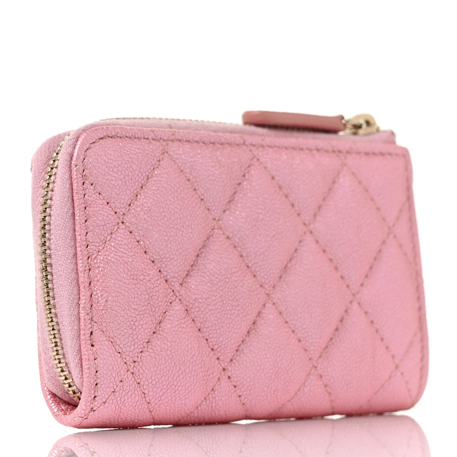 Chanel Iridescent Caviar Quilted Zipped Key Holder Case Rose Pink 3 of 9