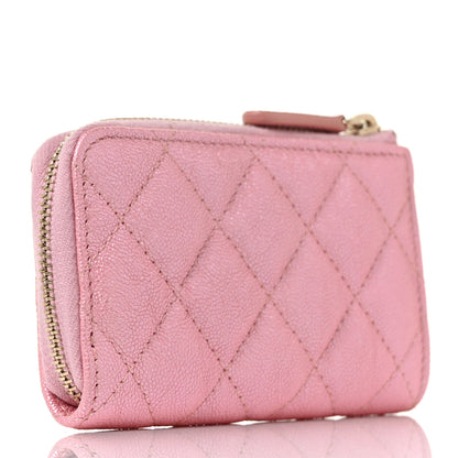 Chanel Iridescent Caviar Quilted Zipped Key Holder Case Rose Pink 3 of 9