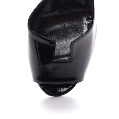 Hermes Patent Calfskin Madison 90 Sandals 37.5 Black 8 of 9