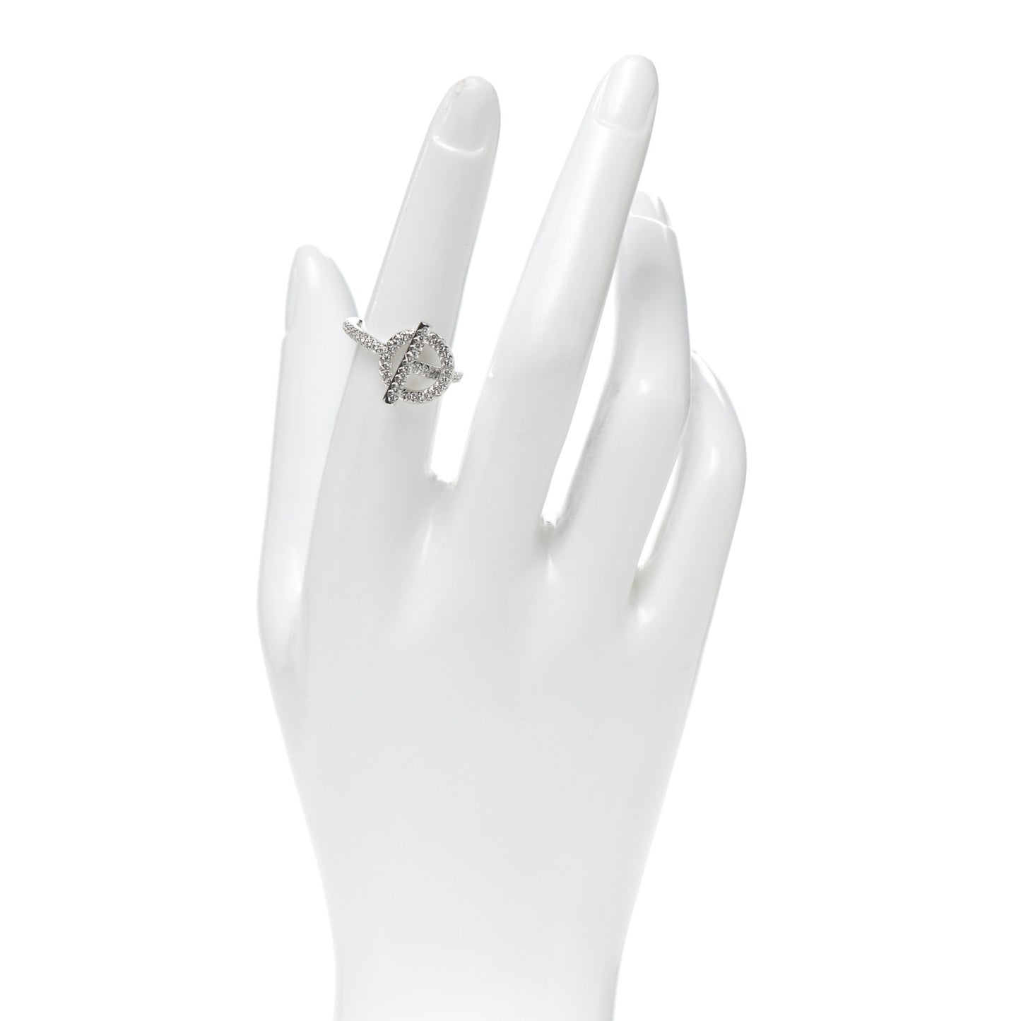 18K White Gold Pave Diamond PM Echappee Ring 52 6