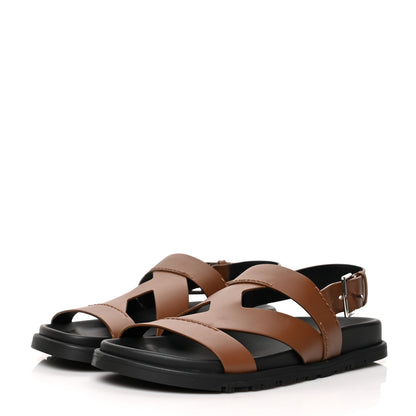 Hermes Calfskin Womens Delphes Sandals 41 Gold 3 of 8