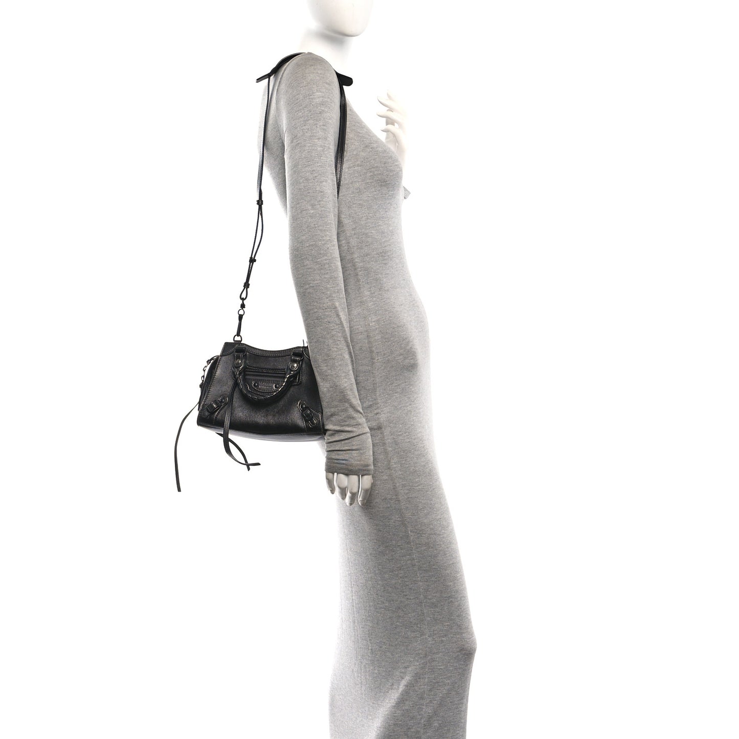 Smooth Calfskin Neo Classic Black Hardware Mini City Gunmetal