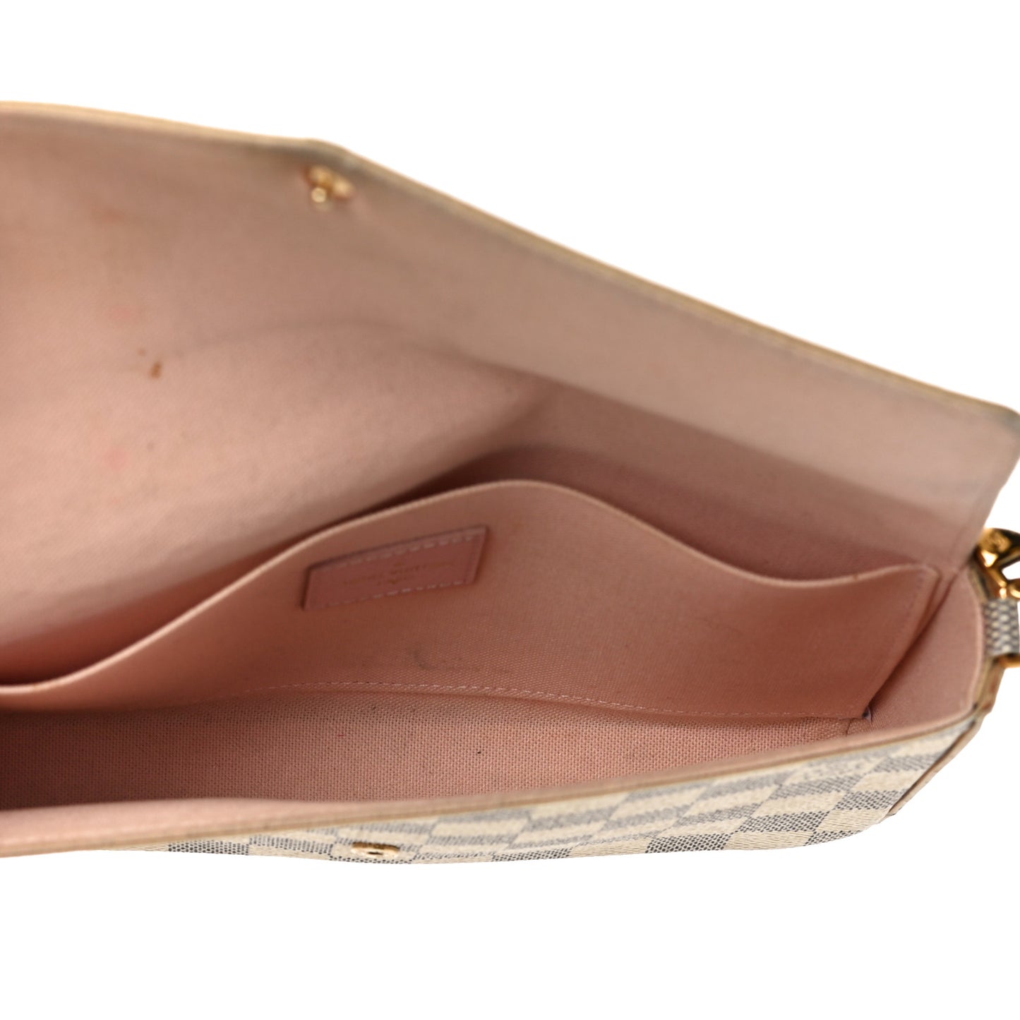 Damier Azur Pochette Felicie Chain Wallet Rose Ballerine