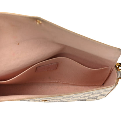 Louis Vuitton Damier Azur Pochette Felicie Chain Wallet Rose Ballerine 6 of 13