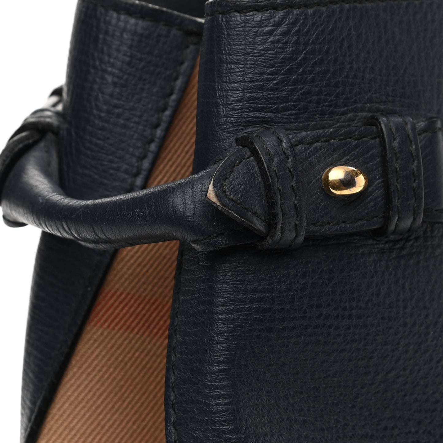 Grainy Calfskin House Check Medium Banner Tote Ink Blue