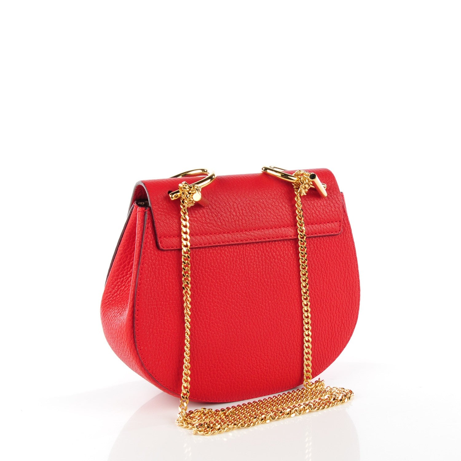 Chloe Grained Lambskin Mini Drew Shoulder Bag Plaid Red 3 of 7