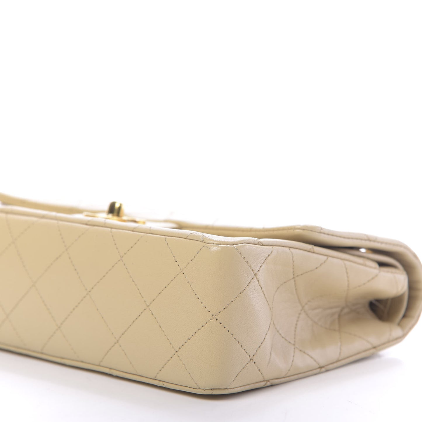 Lambskin Quilted Small Double Flap Beige