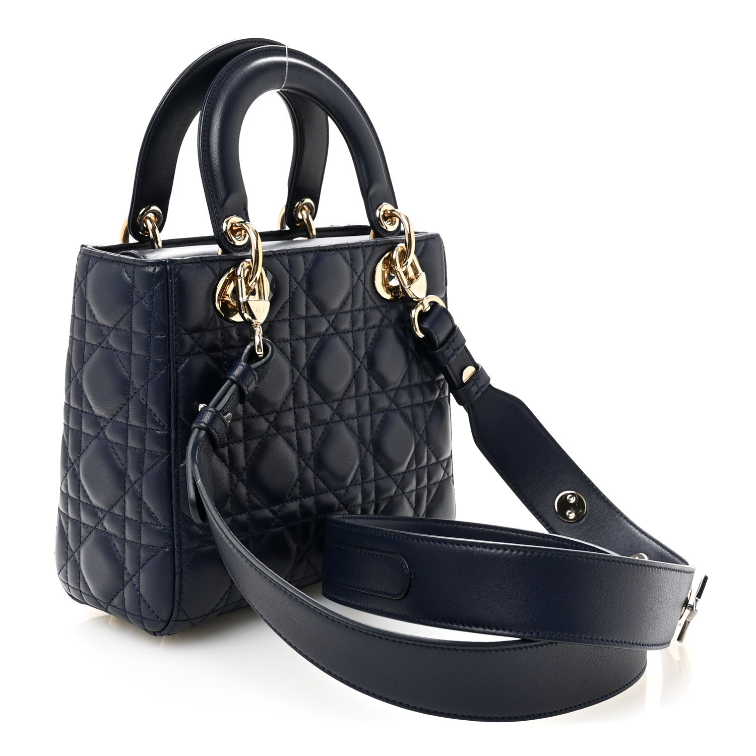 Christian Dior Lambskin Cannage Small Lucky Badges My Lady Dior Navy 3 of 9