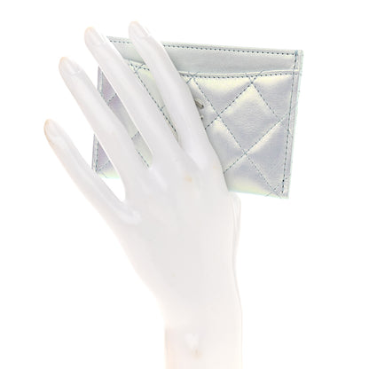 Chanel Iridescent Calfskin Quilted Card Holder Light Blue 2 of 8
