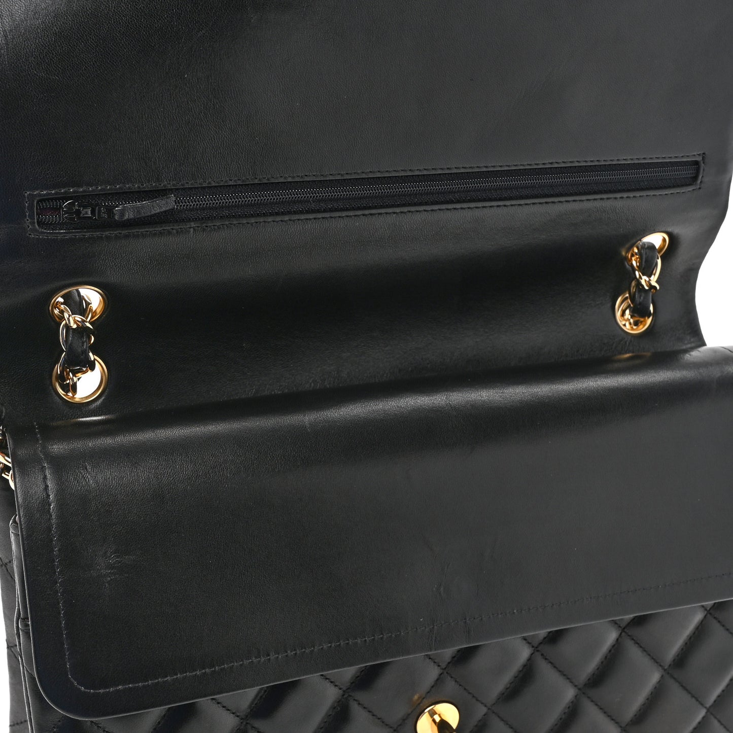 Lambskin Quilted Jumbo Double Flap Black