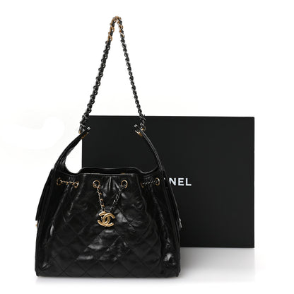 Chanel Shiny Crumpled Calfskin Quilted Small Chanel 25 Handbag Black 11 of 11