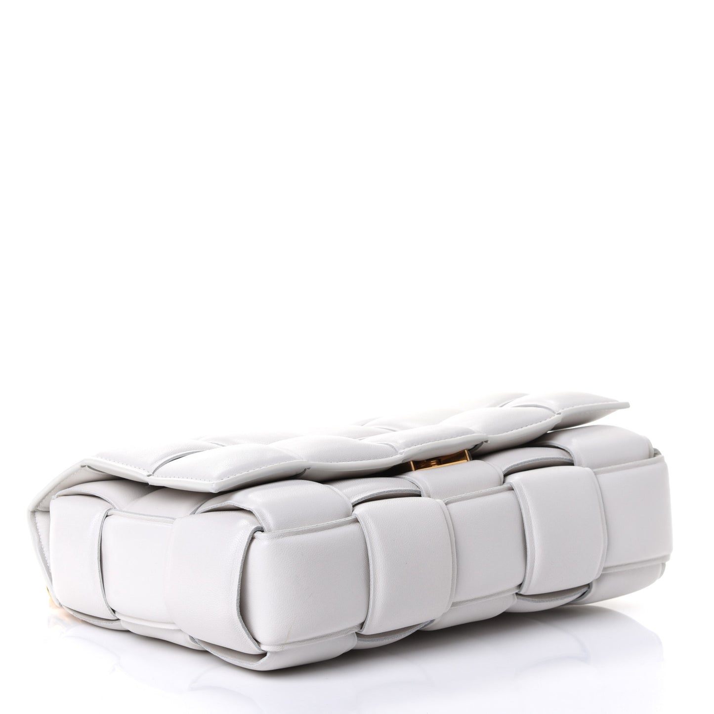 Lambskin Maxi Intreccio Padded Chain Cassette Crossbody Bag White