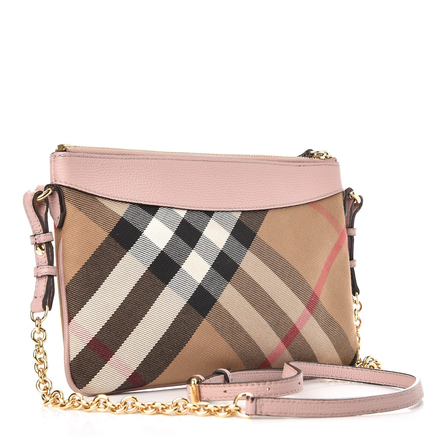 Burberry House Check Sequin Peyton Crossbody Clutch Bag Pink 3 of 7