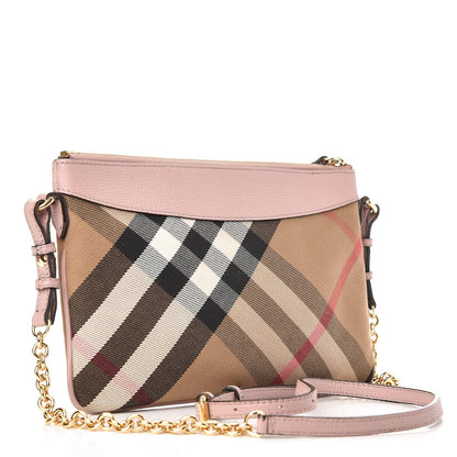 Burberry House Check Sequin Peyton Crossbody Clutch Bag Pink 3 of 7