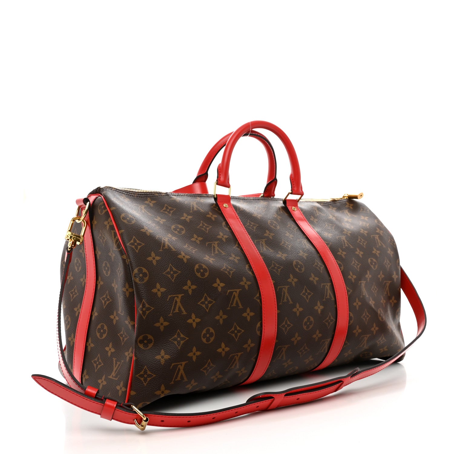 Louis Vuitton Calfskin Monogram Keepall Bandouliere 50 Coquelicot 2 of 20