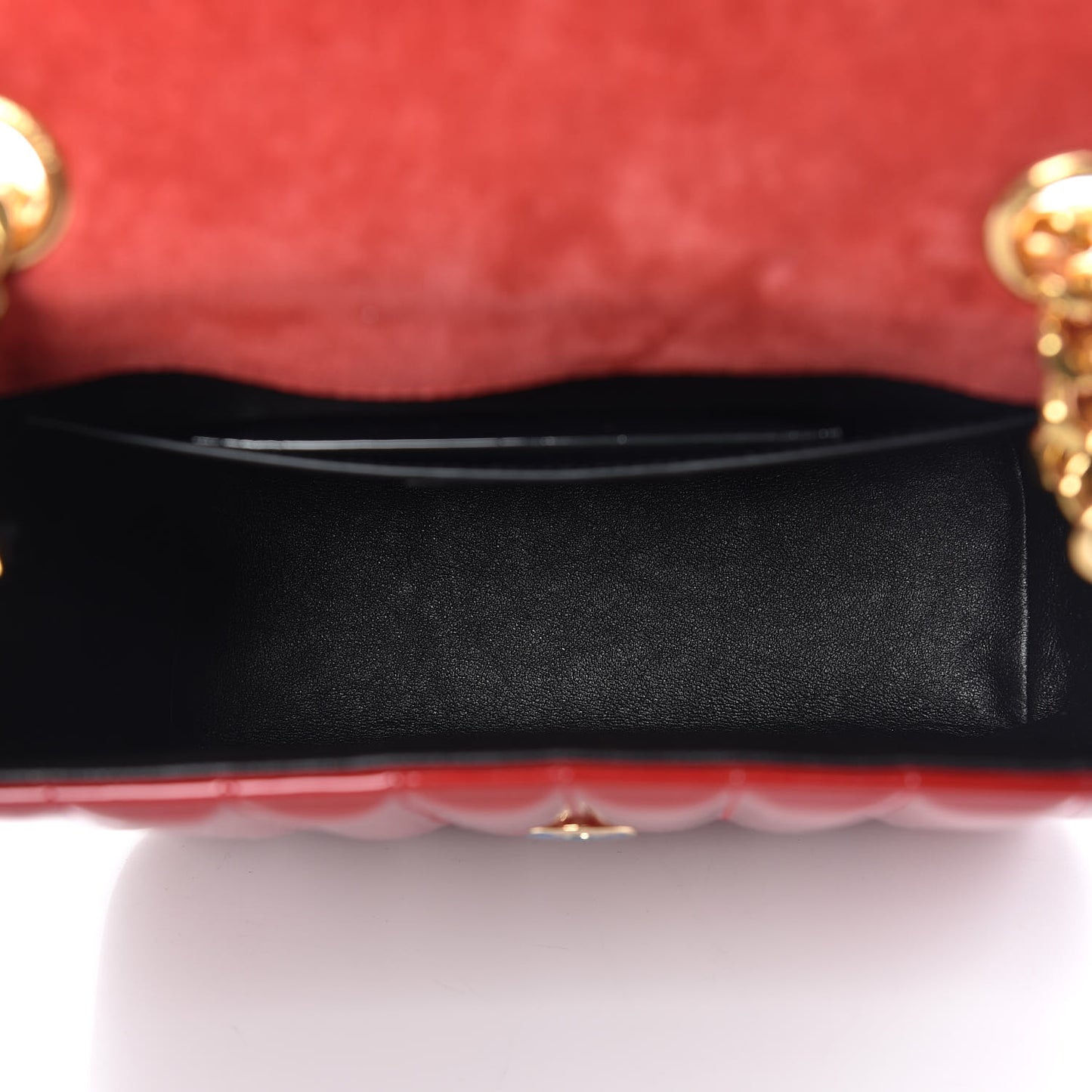 Patent Calfskin Matelasse Monogram Medium Vicky Chain Bag Rouge Eros