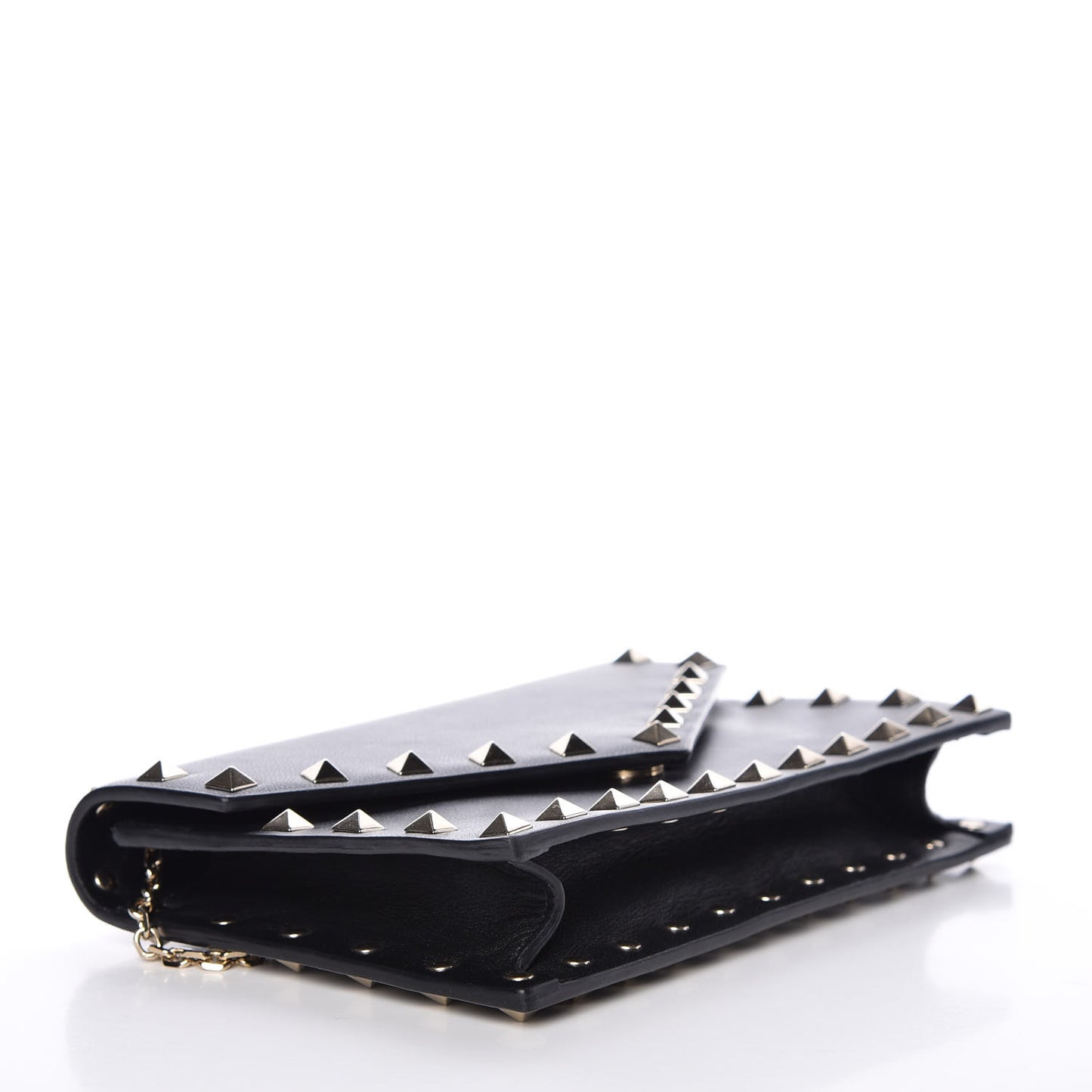 Vitello Rockstud Envelope Wallet on Chain Black