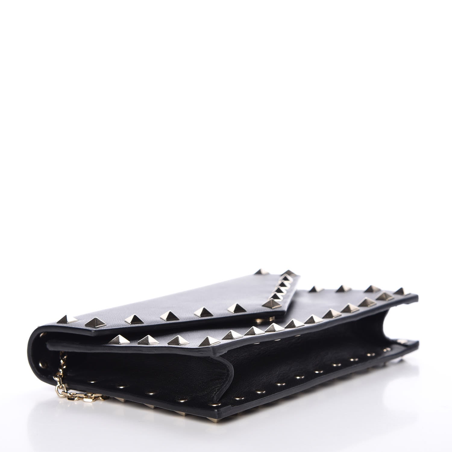 Valentino Garavani Vitello Rockstud Envelope Wallet on Chain Black 4 of 9