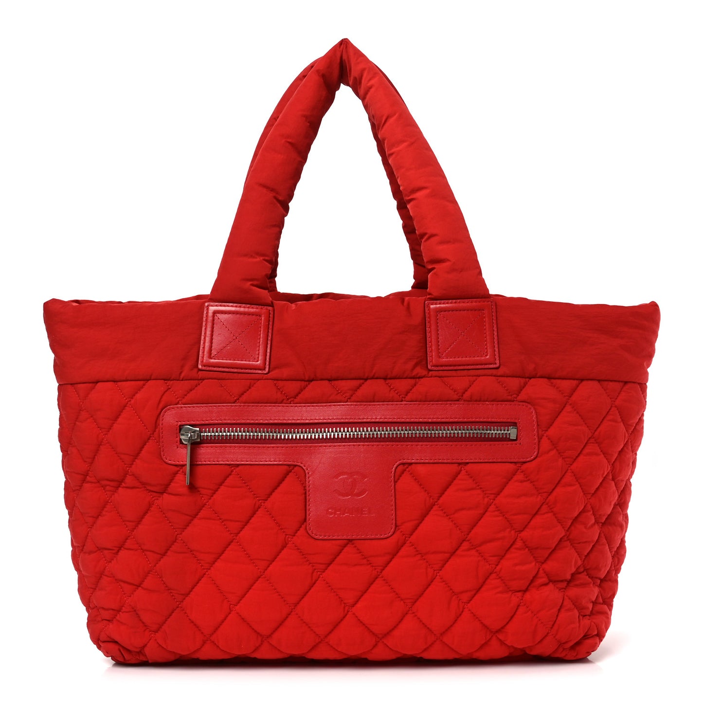 Nylon Quilted Large Coco Cocoon Tote Red