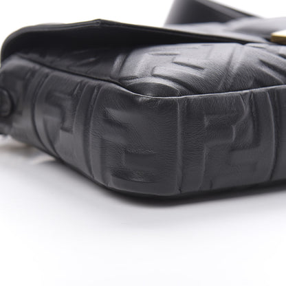 Fendi Nappa FF 1974 Embossed Large Baguette Black 9 of 10