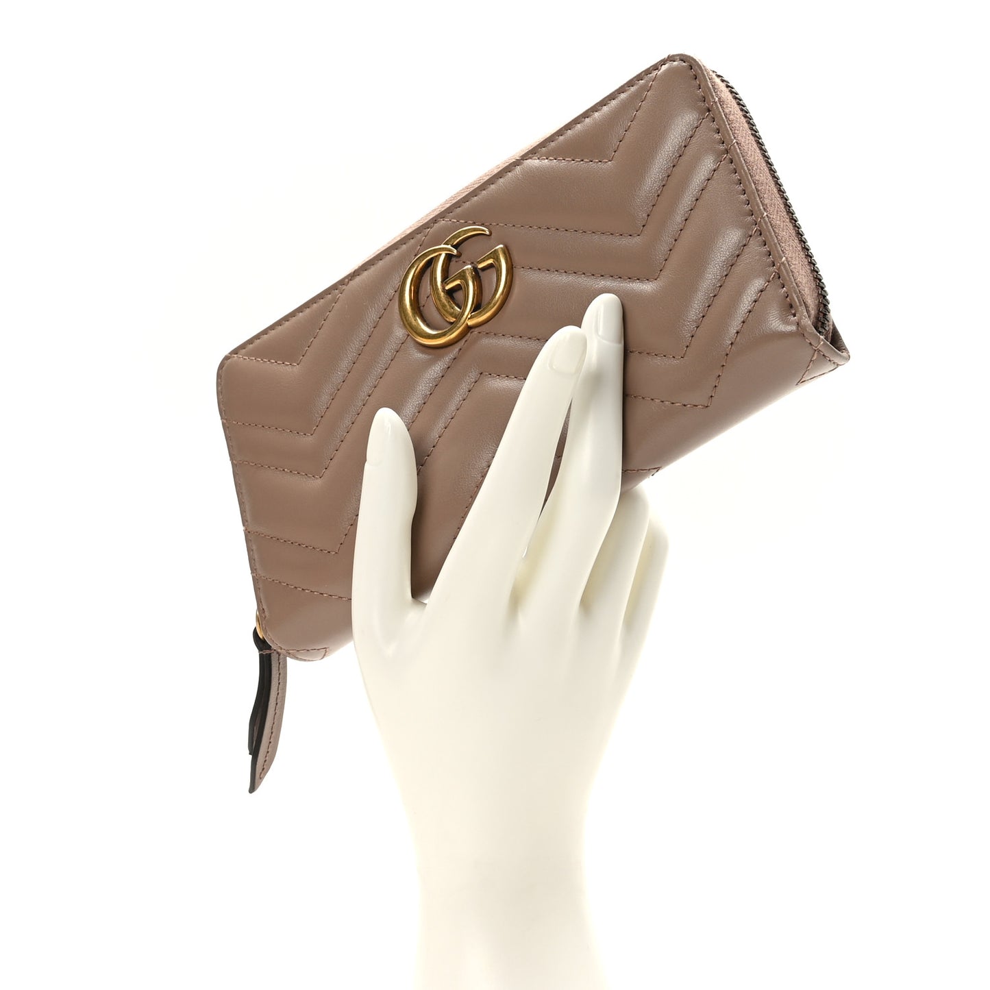 Calfskin Matelasse GG Marmont Zip Around Wallet Porcelain Rose