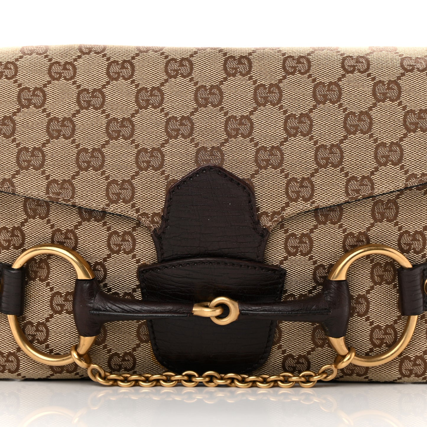 Monogram Horsebit Chain Flap Shoulder Bag Brown