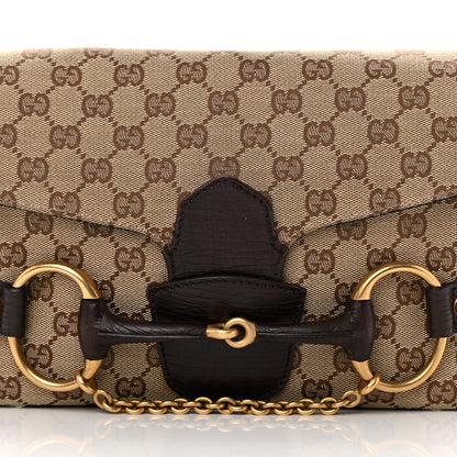 Gucci Monogram Horsebit Chain Flap Shoulder Bag Brown 8 of 13