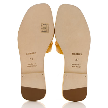Hermes Box Oran Sandals 36 Jaune Citron 5 of 9