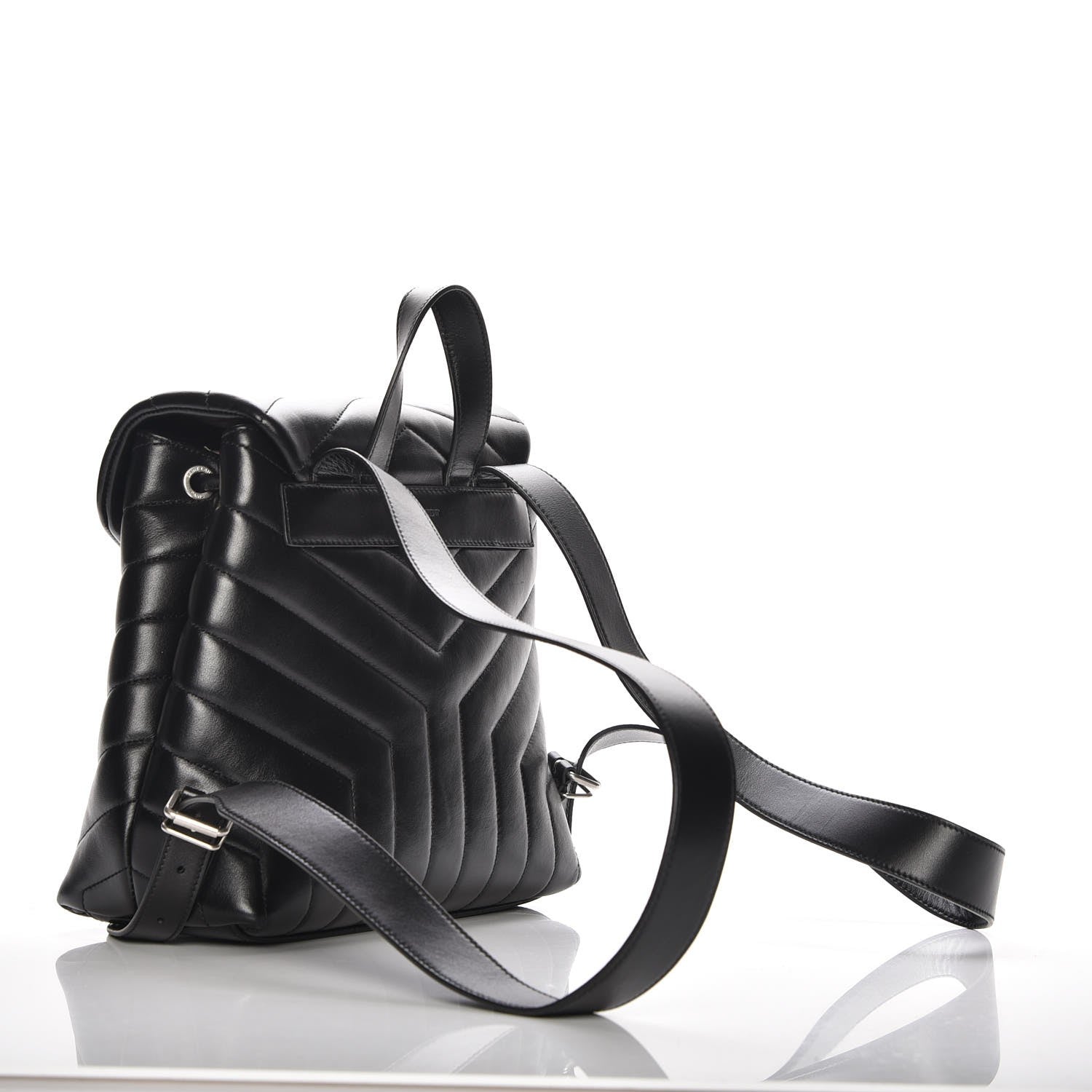Saint Laurent Calfskin Y Quilted Monogram Small Loulou Backpack Black 3 of 8