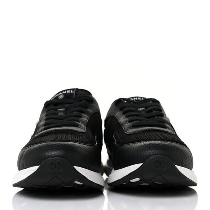 Chanel Calfskin Mesh Suede Mens CC Sneakers 43 Black White 2 of 9