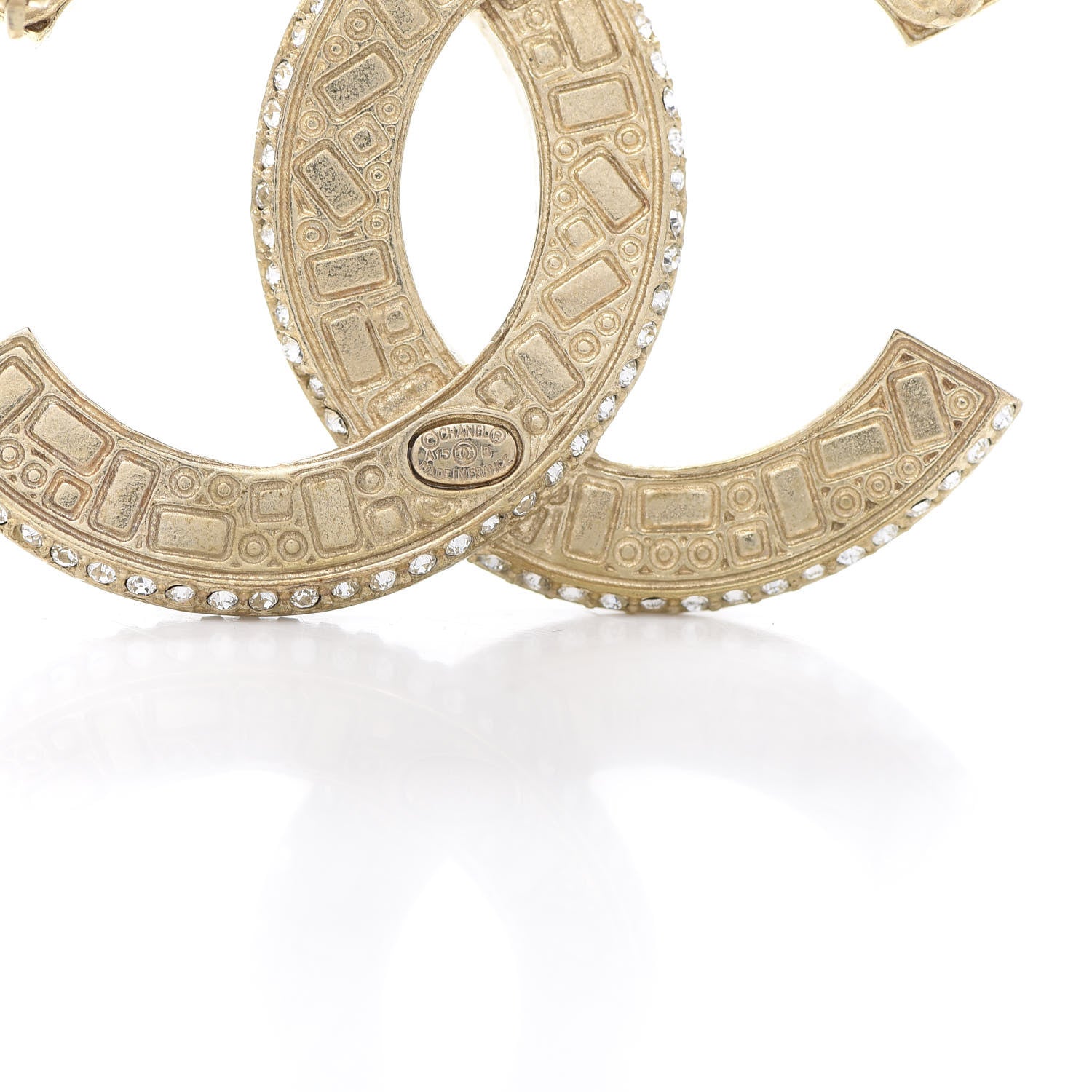 Chanel Baguette Crystal CC Brooch Gold Black 4 of 5