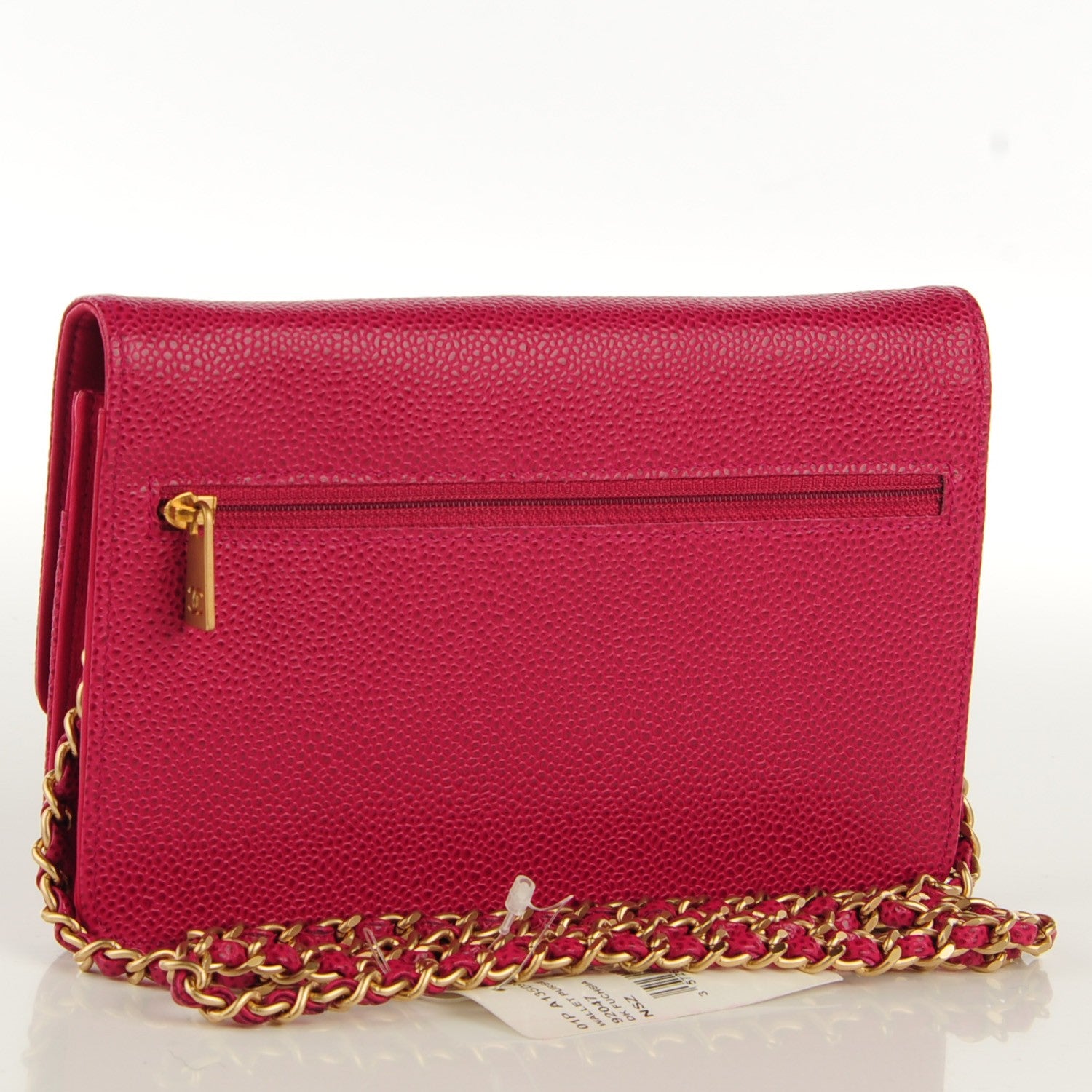 Chanel Caviar Timeless CC Wallet On Chain WOC Dark Fuchsia 3 of 9