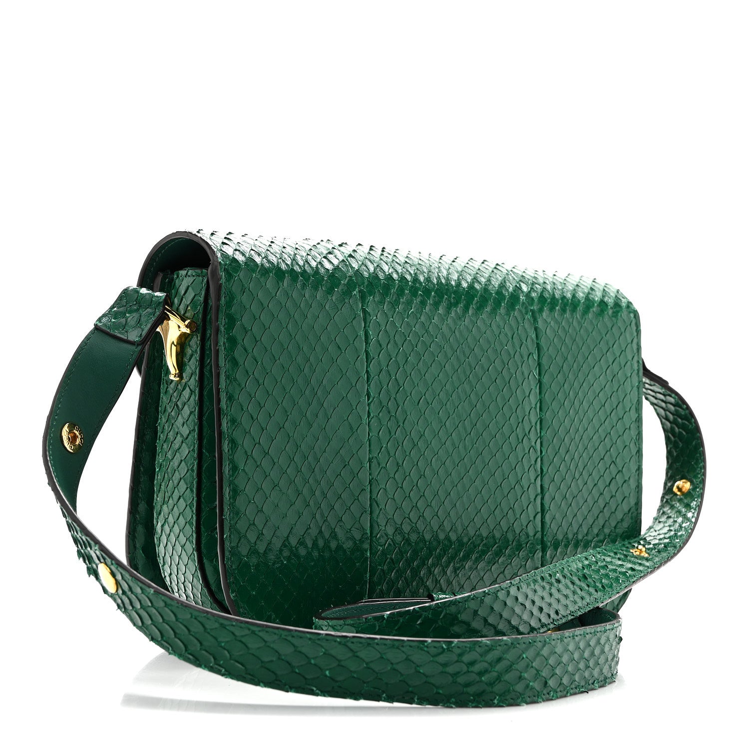 Gucci Snakeskin Horsebit 1955 Shoulder Bag Green 3 of 13